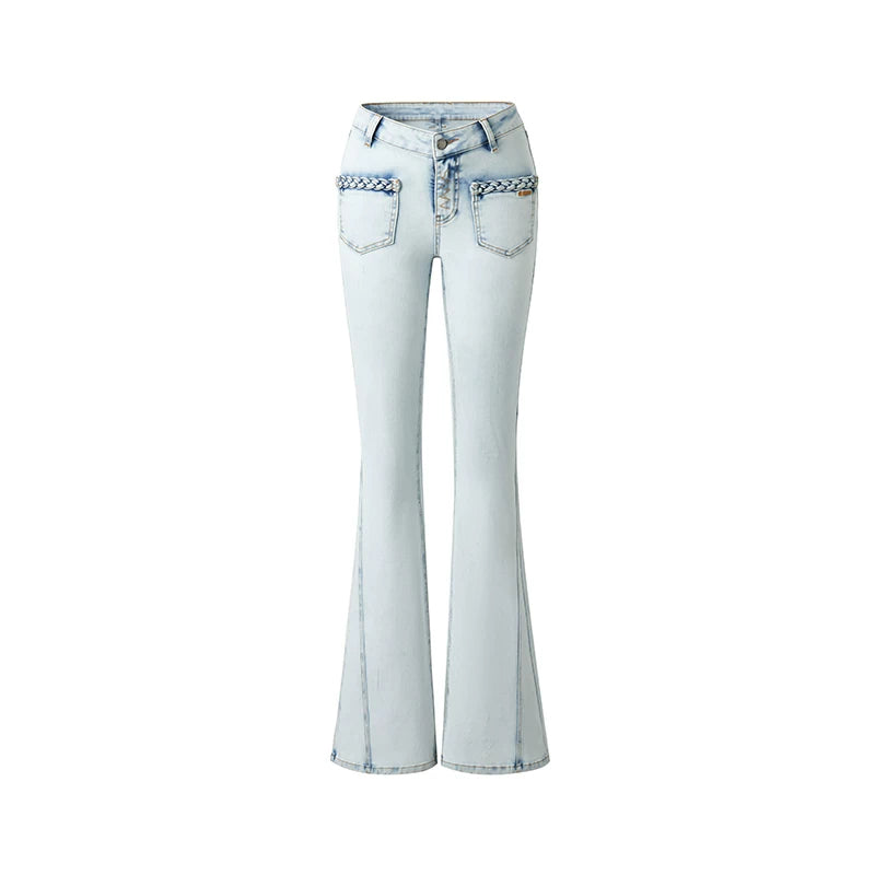 Hand-Woven Denim Flared Pants