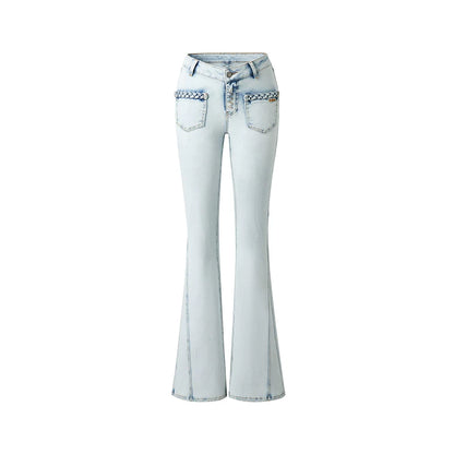 Hand-Woven Denim Flared Pants