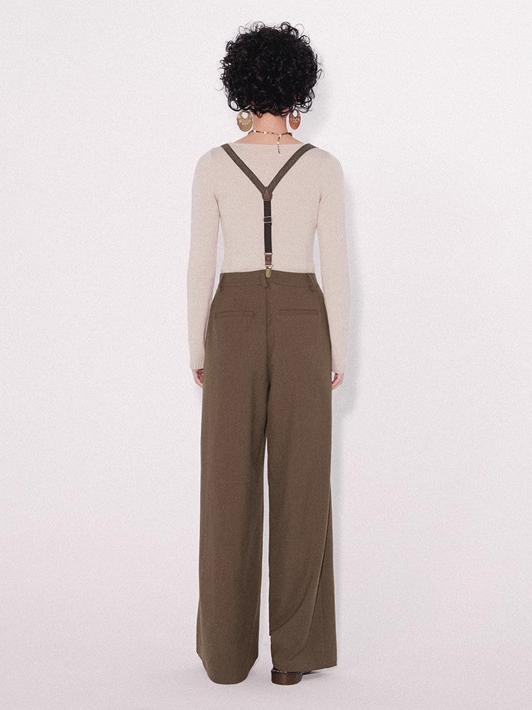 Retro loose suspender pants