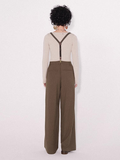 Retro loose suspender pants