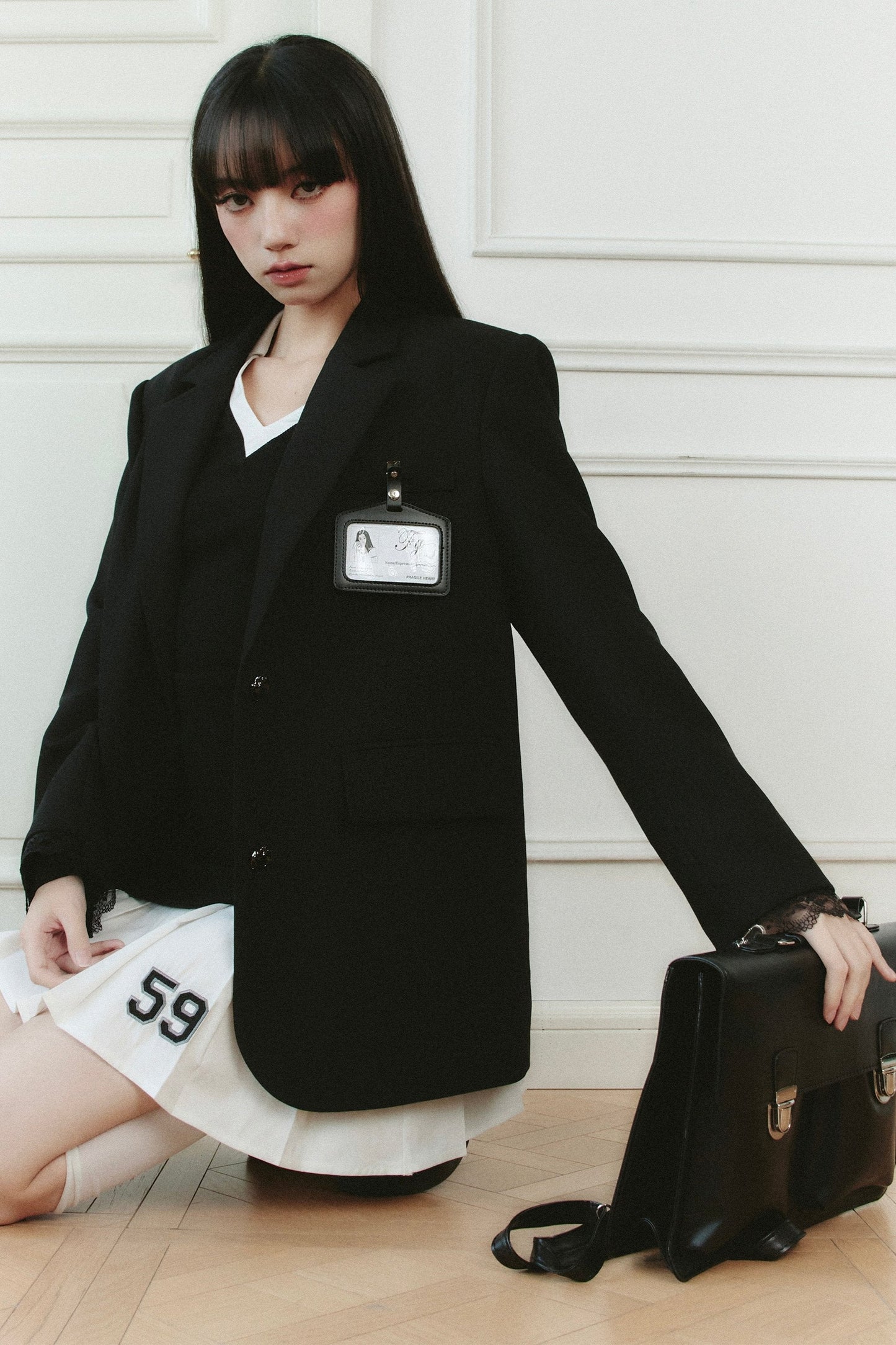 Embroidered Black College Blazer