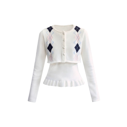 Geometric Quilted Cardigan Set