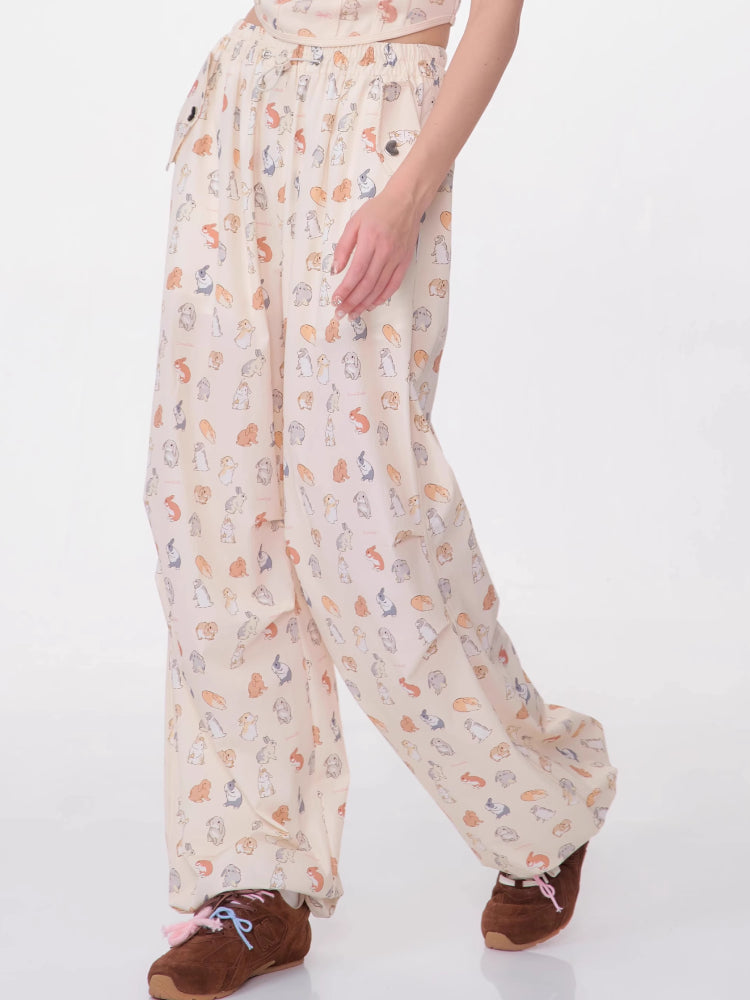 Wide leg straight casual pants