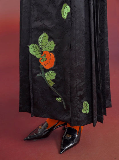 Chinese embroidery satin skirt