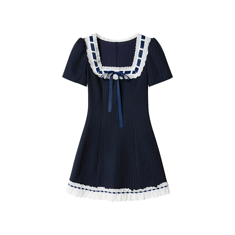 Striped Lace A-line Dress