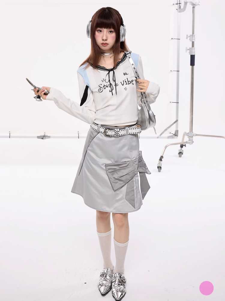 Silver patchwork skirt