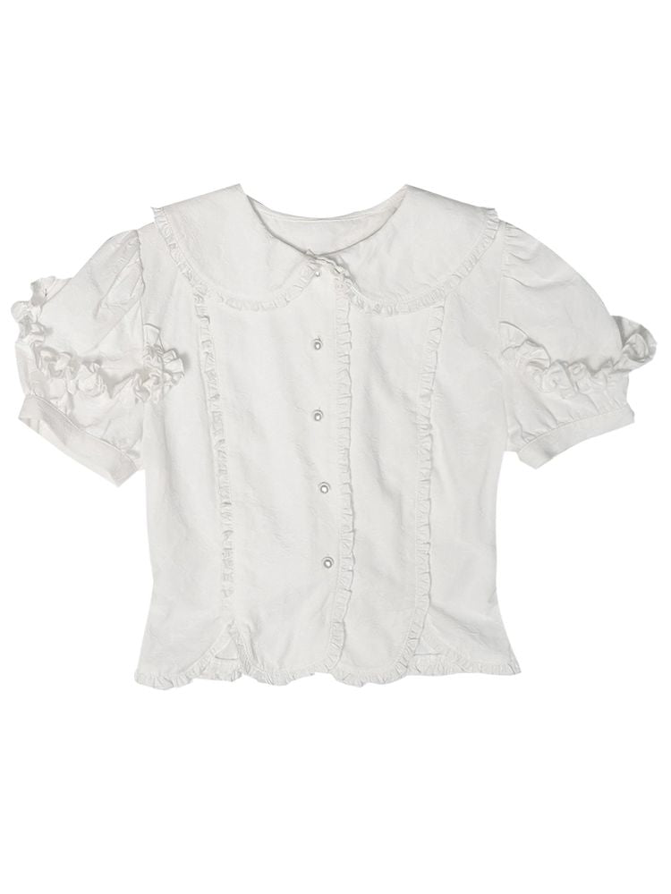 Puff sleeve short sleeve shirt