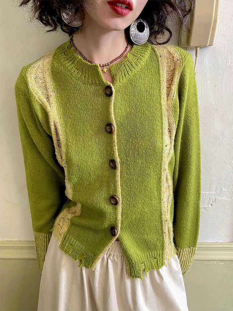 Yellow green knit sweater