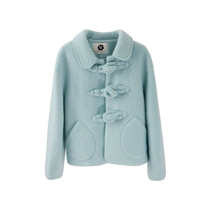 original design baby blue button coat