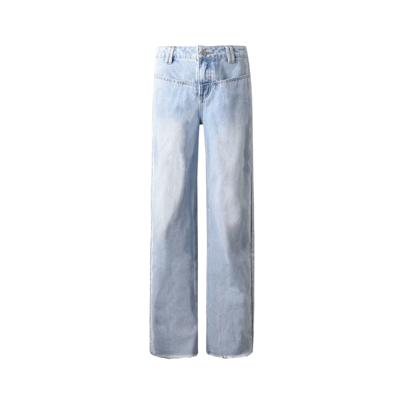 Lace Raw Hem Straight Jeans