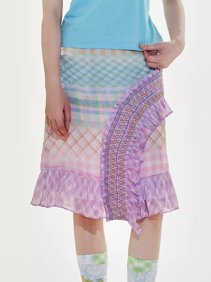 Plaid A-line skirt