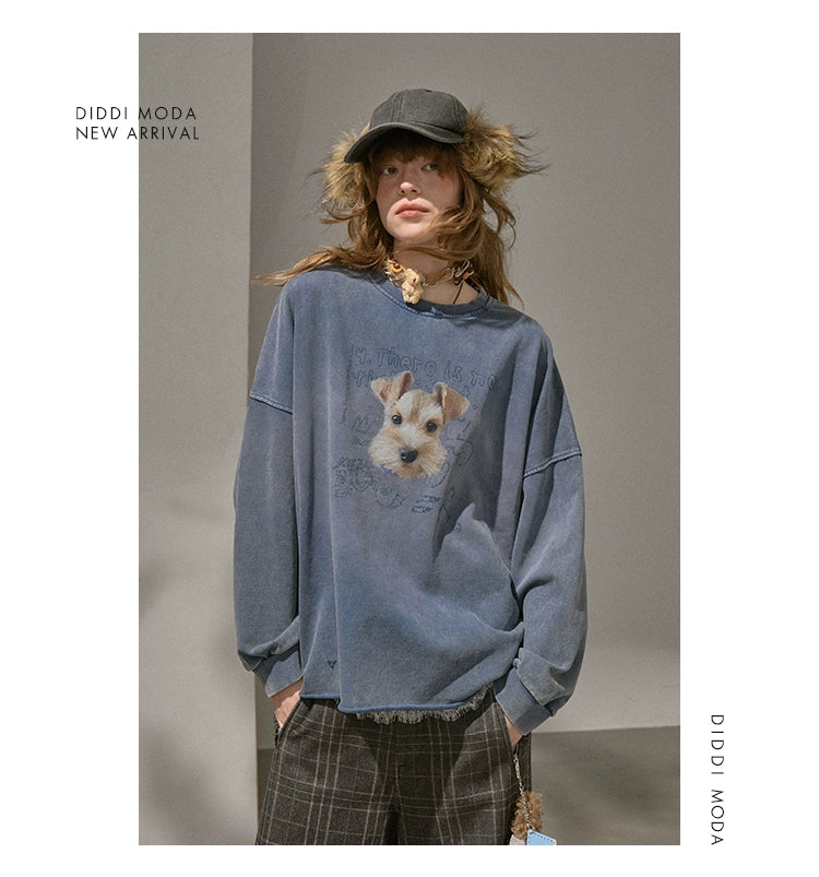 Retro Mottled Graphic Sweatshirt