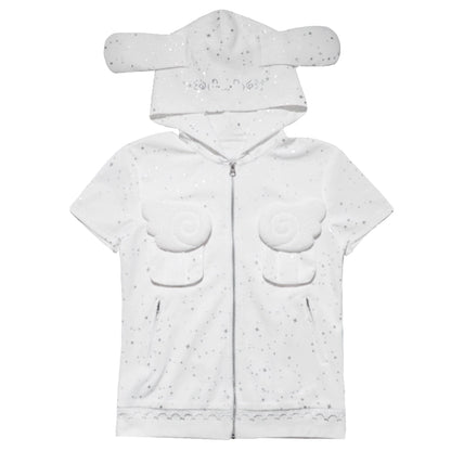 Silver Angel Wing Hoodie Top