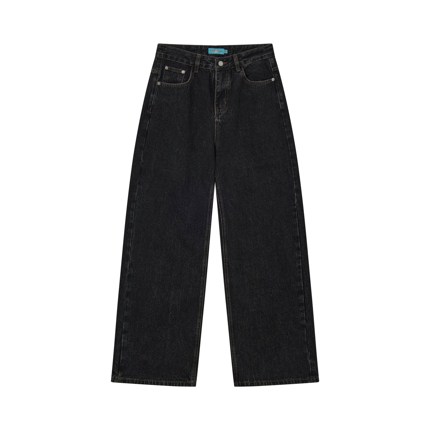 Retro Gray Black Commuter Loose Straight Jeans