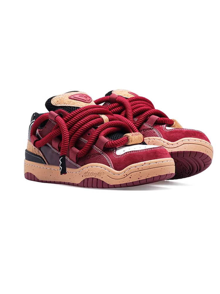 Wine red couple sneakers