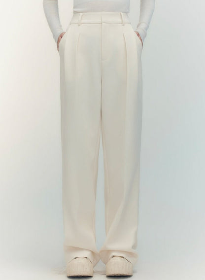 high-rise straight casual pants