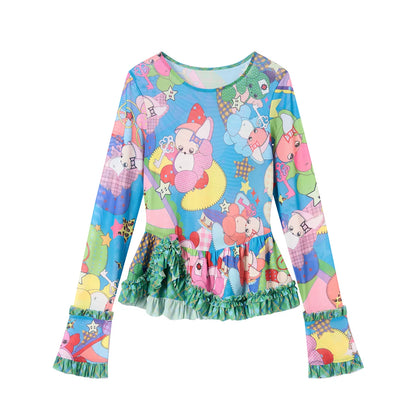 Two-Tone Lace Trim Top