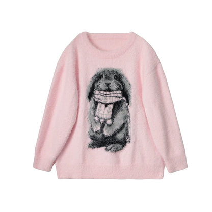 Color-Blocked Rabbit Jacquard Sweater