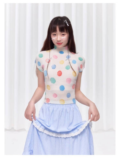 Colorful polka dot T-shirt