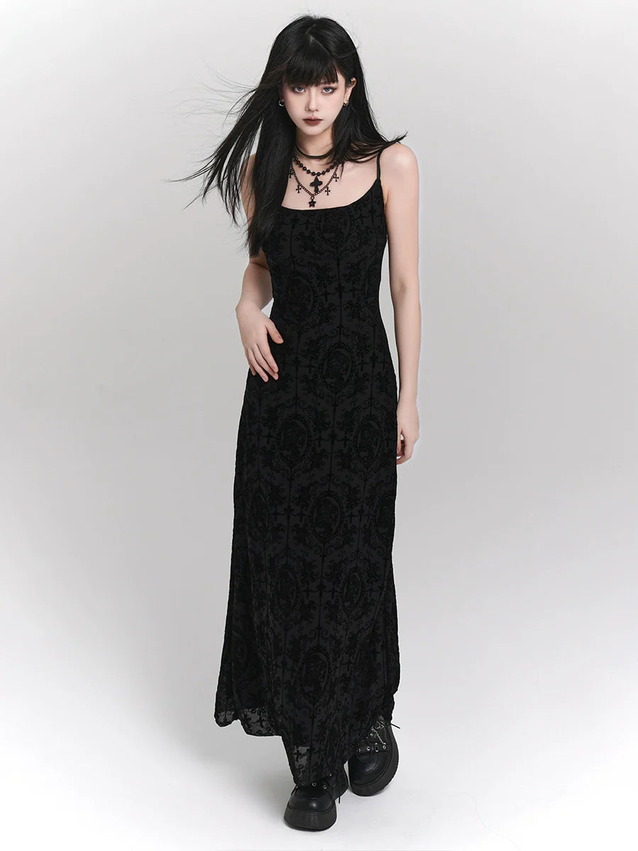 Black Retro Slip Dress