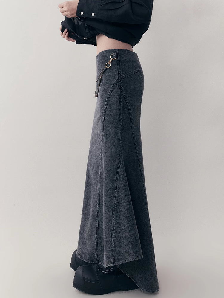 A-line denim skirt