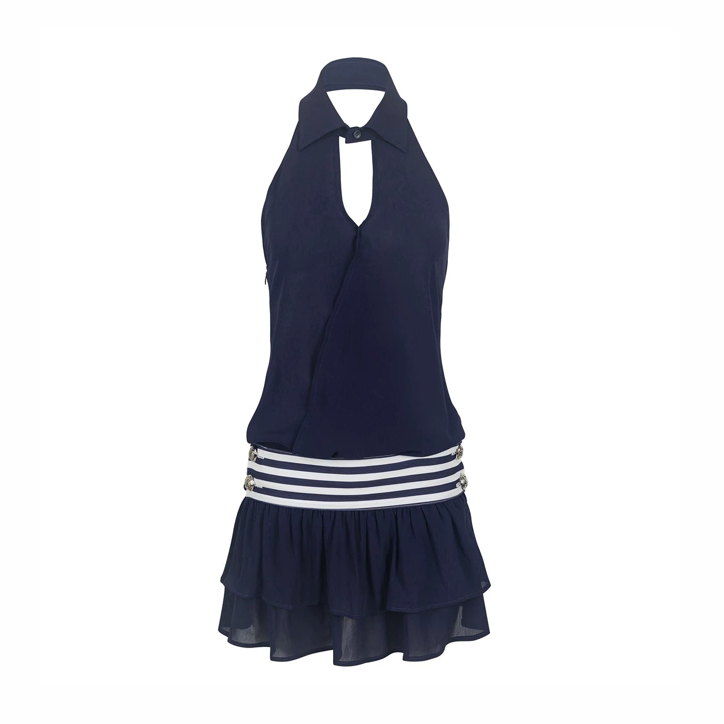 Striped Ruffle Halter Dress
