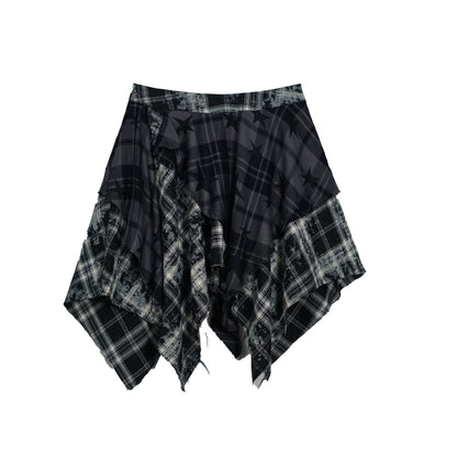 Star Plaid Irregular Skirt Set-Up