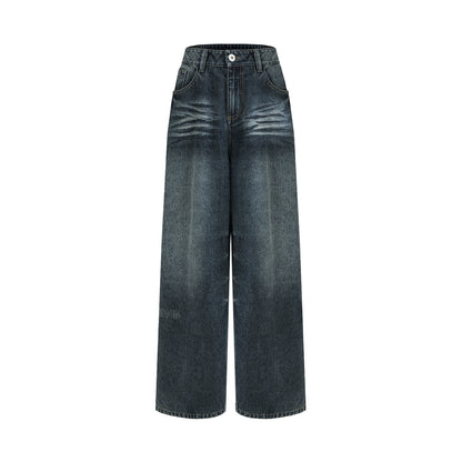 Retro Washed Wide-Leg Jeans