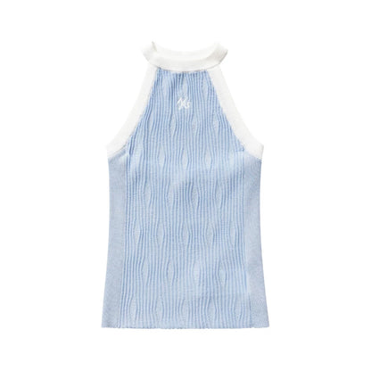 Wool Irregular Color-Block Vest