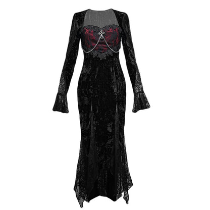 Gothic Dark Red Fishtail Dress