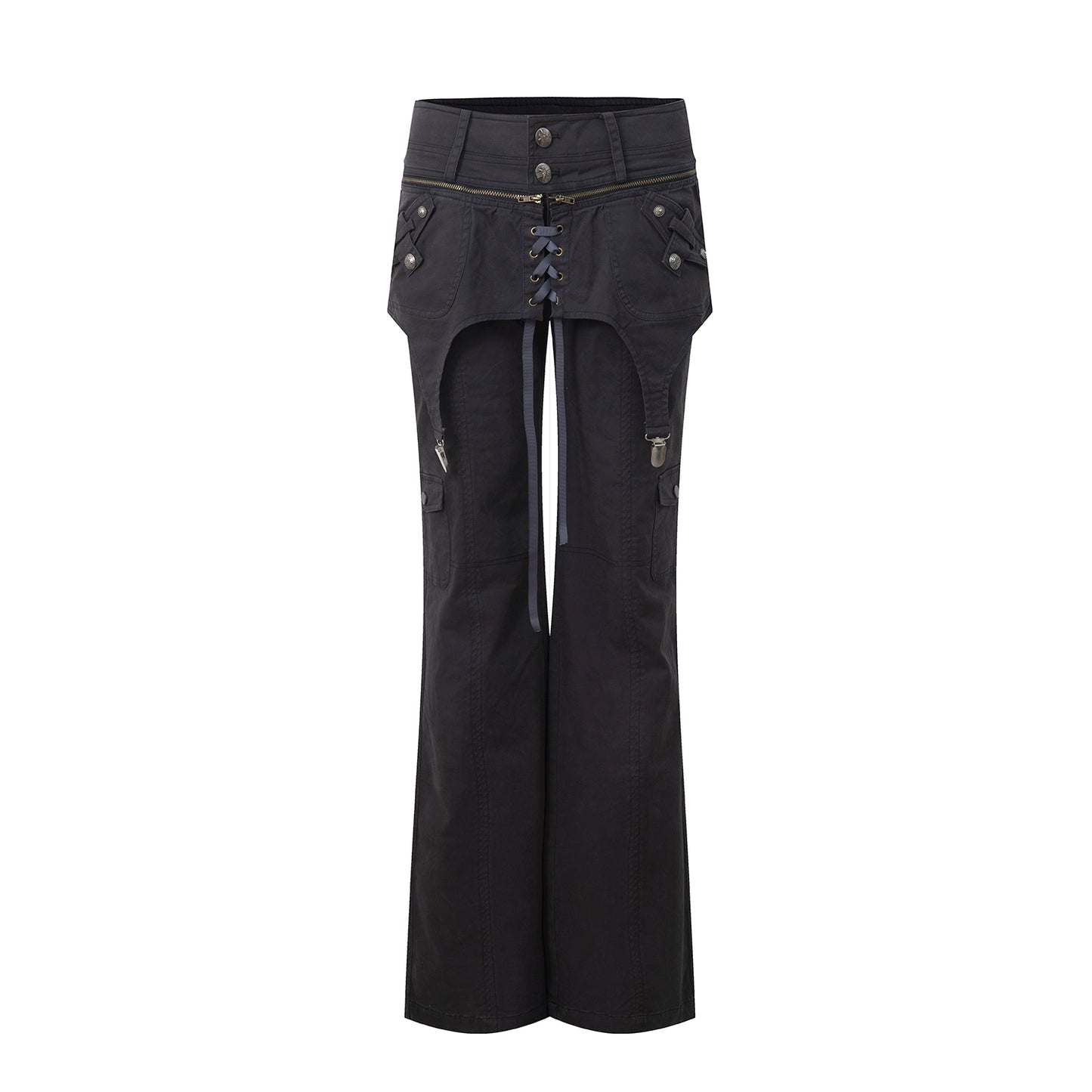 Layered Distressed Straight Cargo Pants