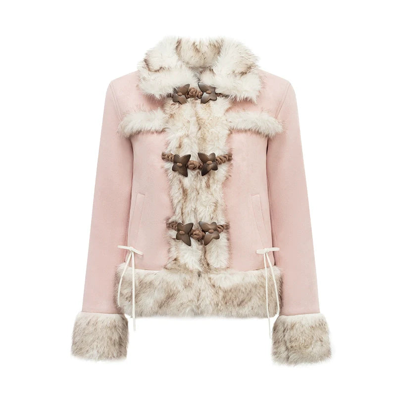 Suede fur jacket set