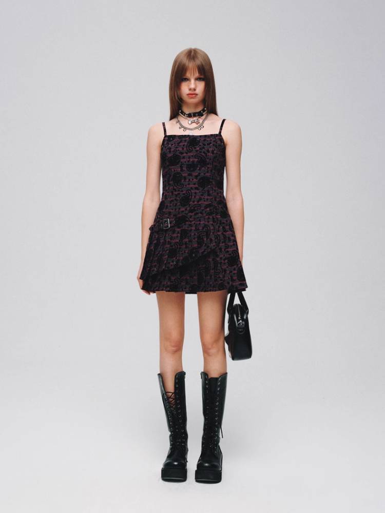 Plaid suspender dress