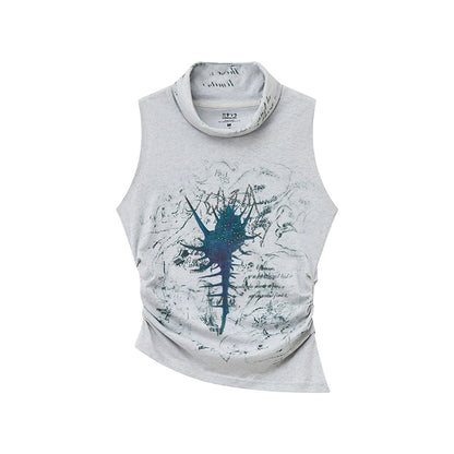 Asymmetrical Pleated Tank Top