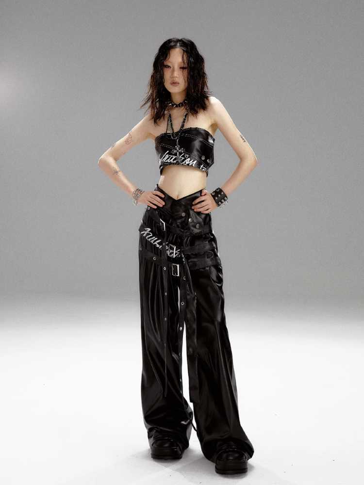 High waist punk pants