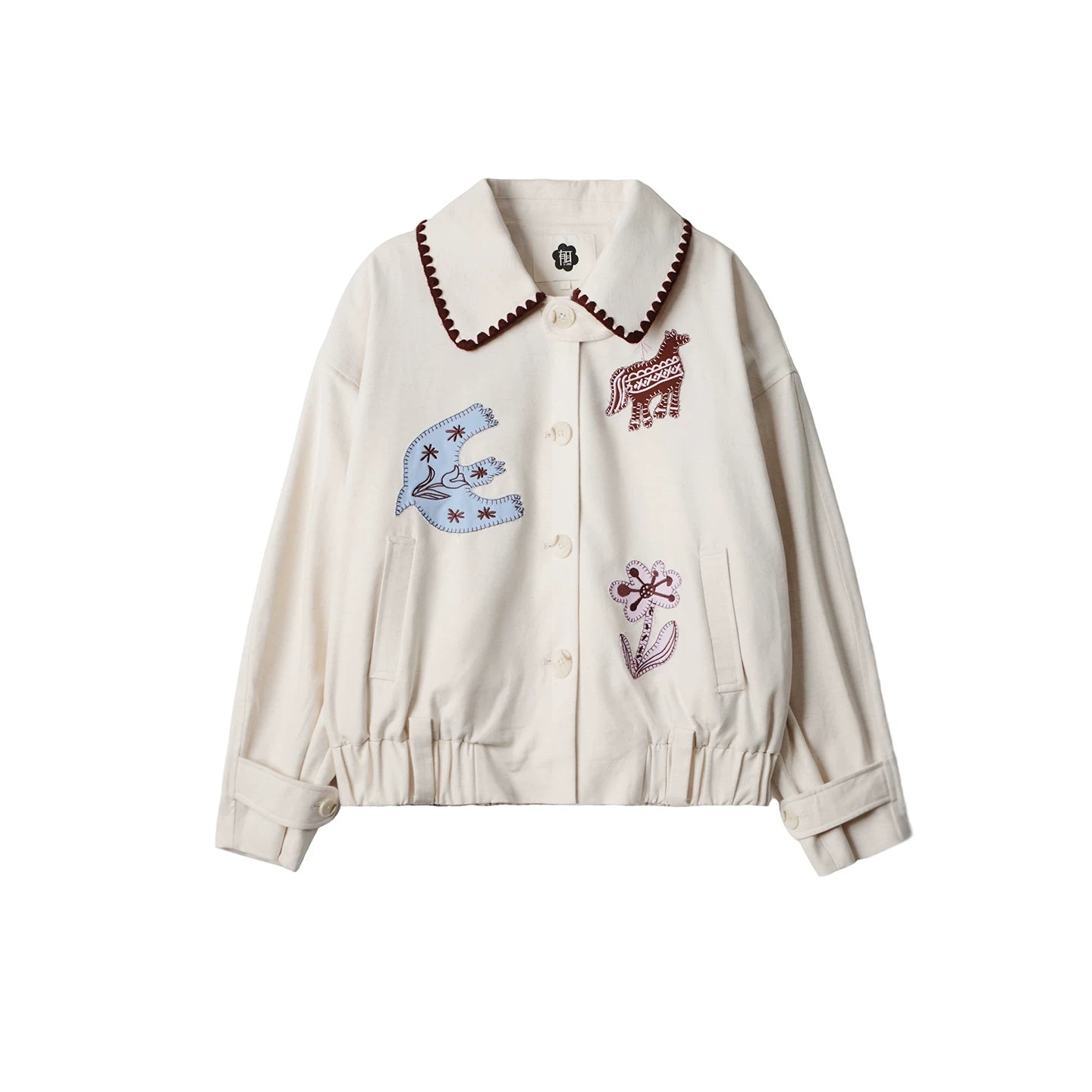 Horse Embroidery Linen Jacket Set