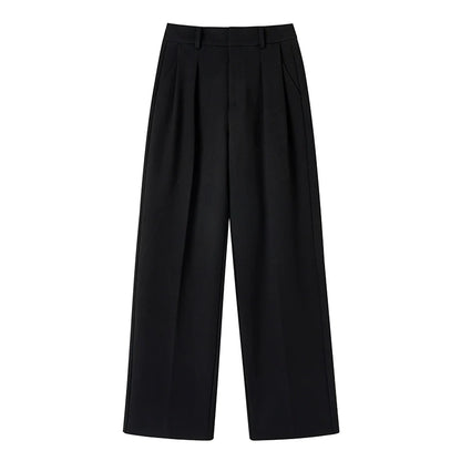 high-rise straight casual pants