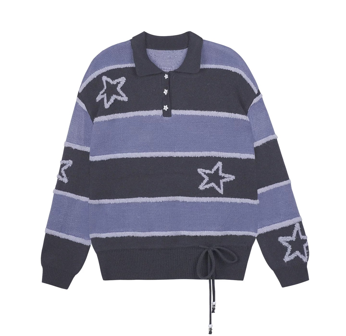 Lila gestreifter Sternenpullover
