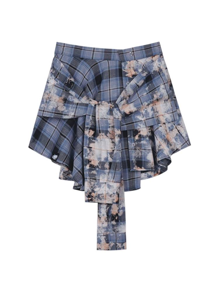 Blue plaid shirt skirt