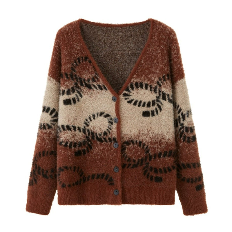 Gradient Knitted Loose Cardigan