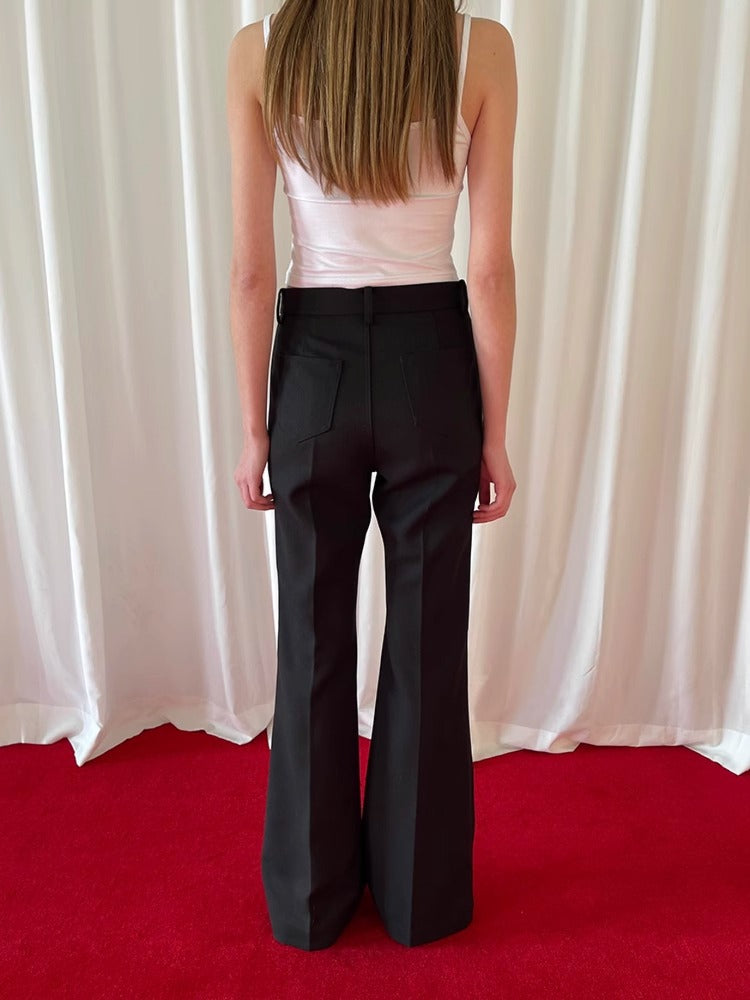 Black slim flare pants