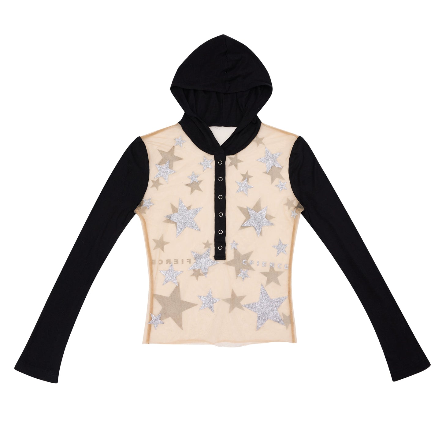 Pentagram Glitter Print Long-Sleeved Top