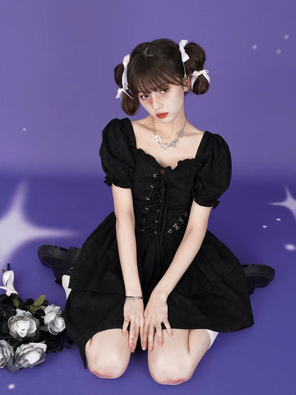 Waist short-sleeved lolita dress