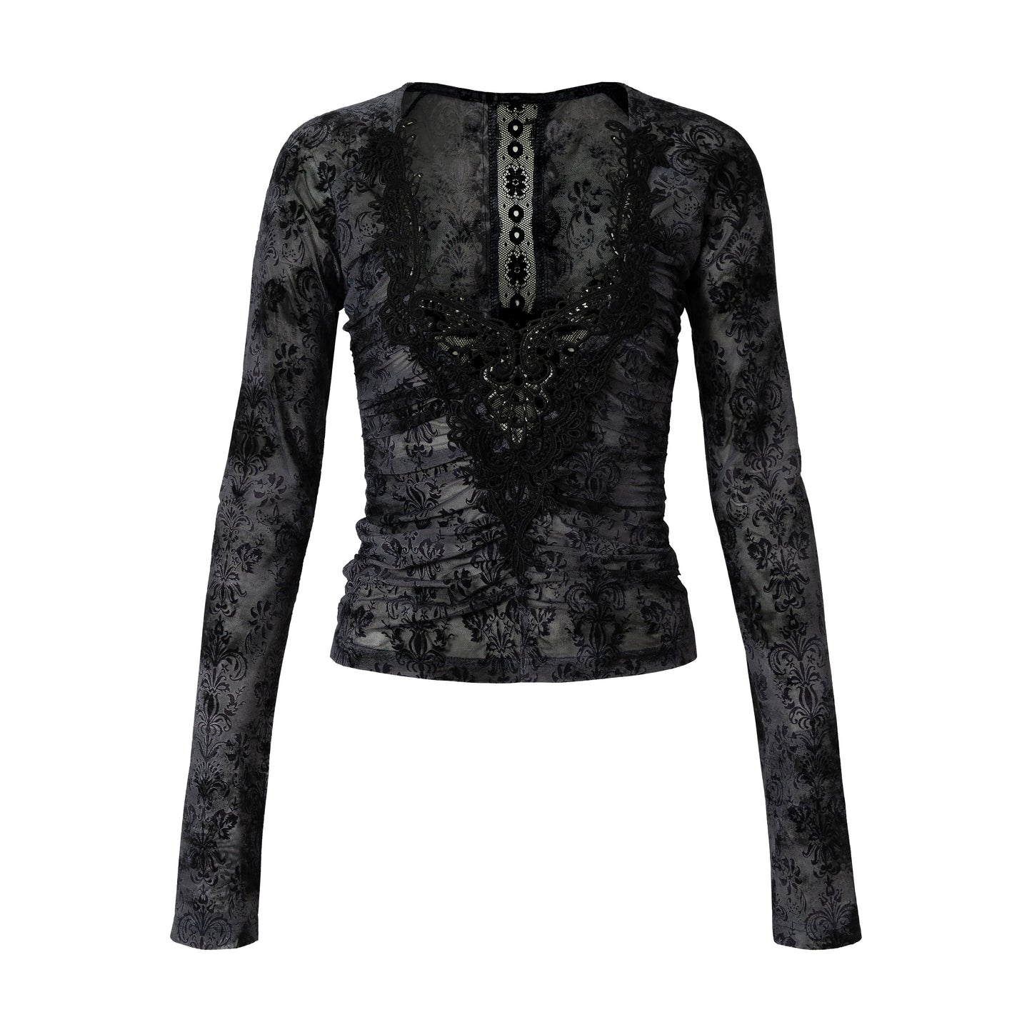 Vintage Samtbluse mit Spitze