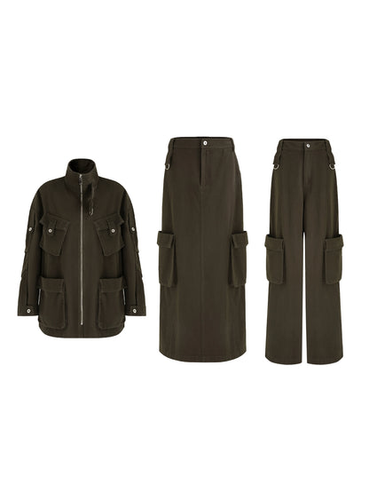 Vintage Cargo Silhouette Coat Set- Up