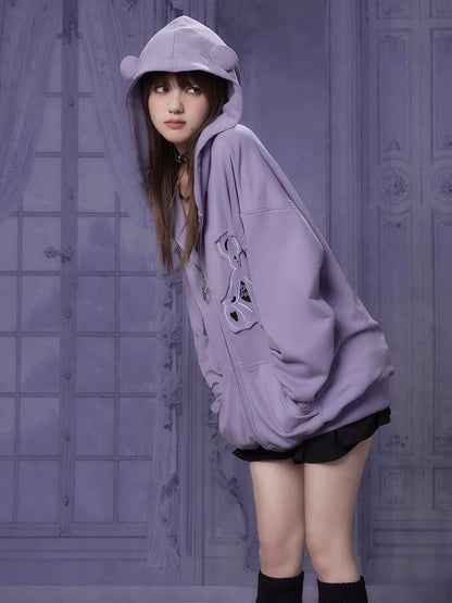 sweet purple bear sweats jacket