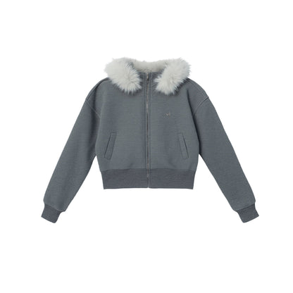 Hooded Fur Collar Jacket