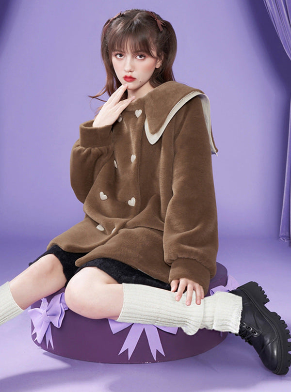 Lapel padded thick coat