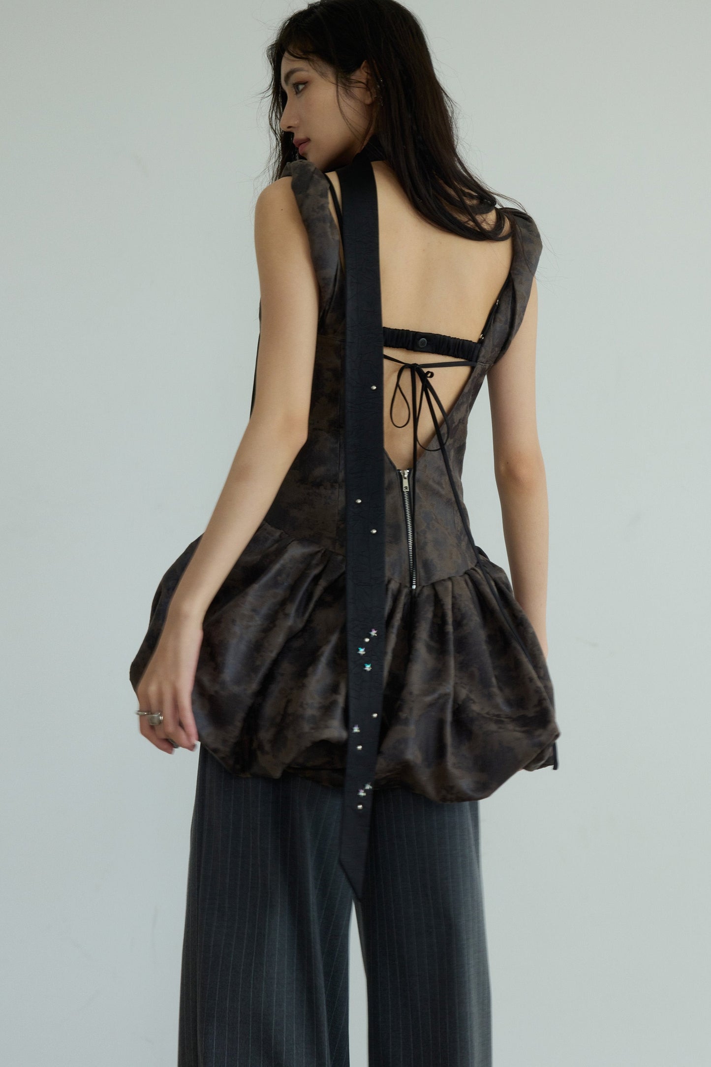 Dark Rock Vest Slip Dress