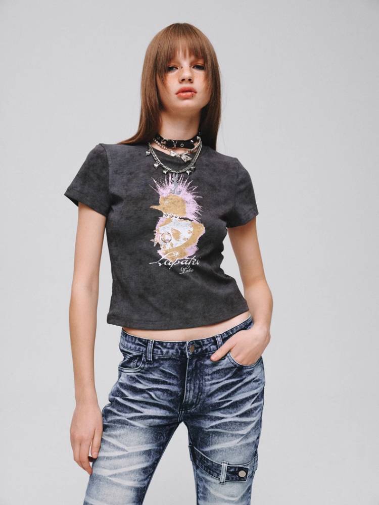 Printed cotton short-sleeve T-shirt